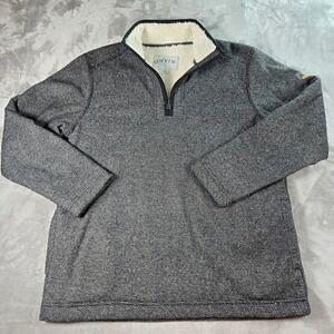 Orvis Fleece Lined 1/4 Zip Sweater Mens Medium Grey Heavy Hiking Outdoors